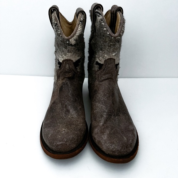 Stetson Sandia Serape Aztec Textile Western Leather Ankle Round Toe Boots - Picture 2 of 7